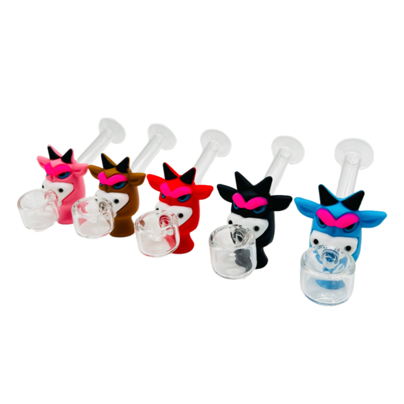 Silicone Bull Head with Glass Pipe