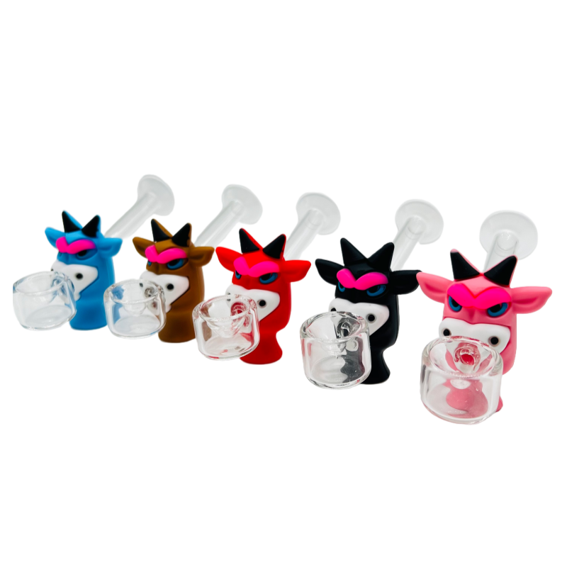 Silicone Bull Head with Glass Pipe