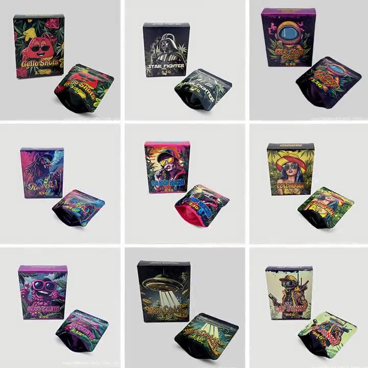 3.5G 1pcs Mylar Bag & 1pcs Box Smoking Set Baggies