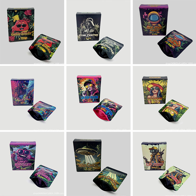 3.5G 1pcs Mylar Bag & 1pcs Box Smoking Set Baggies