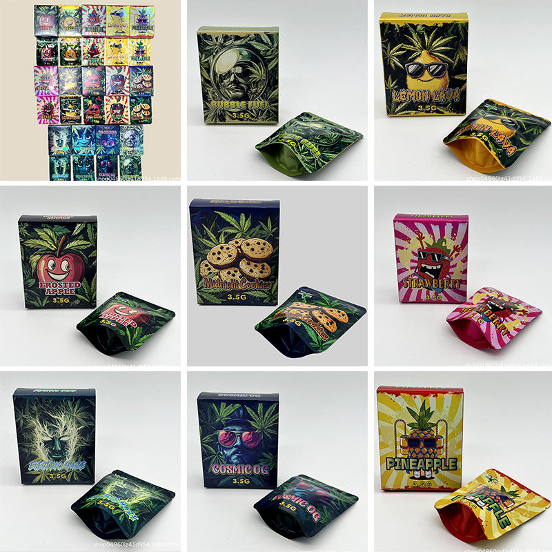 3.5G 1pcs Mylar Bag & 1pcs Box Smoking Set Baggies