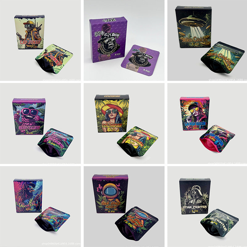 3.5G 1pcs Mylar Bag & 1pcs Box Smoking Set Baggies