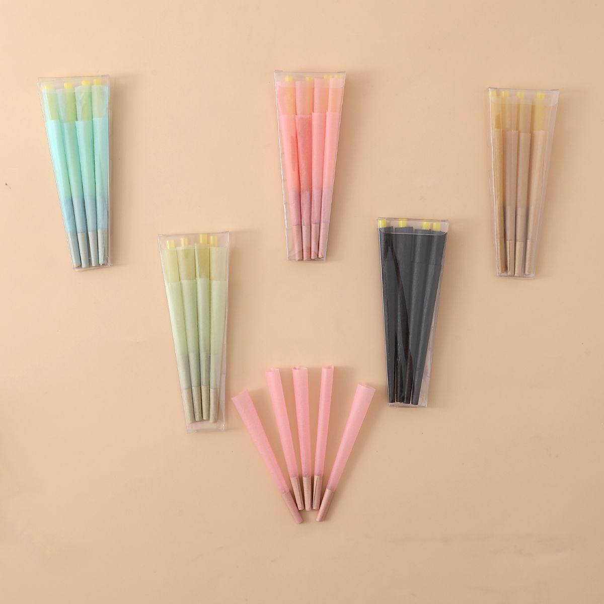 8 Pcs/Case Colored Pre-Rolled Cones Without Printing