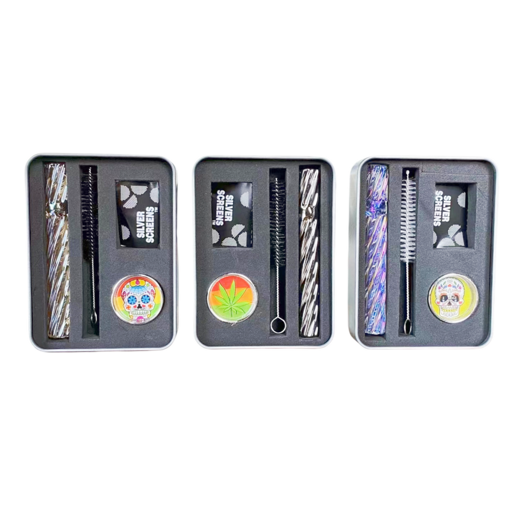 4in 1 Mixed Color Threaded Chillum Set