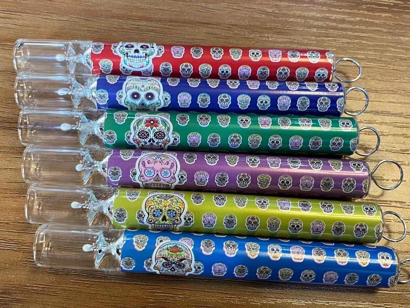 Chillum with Brush Skull Sticker