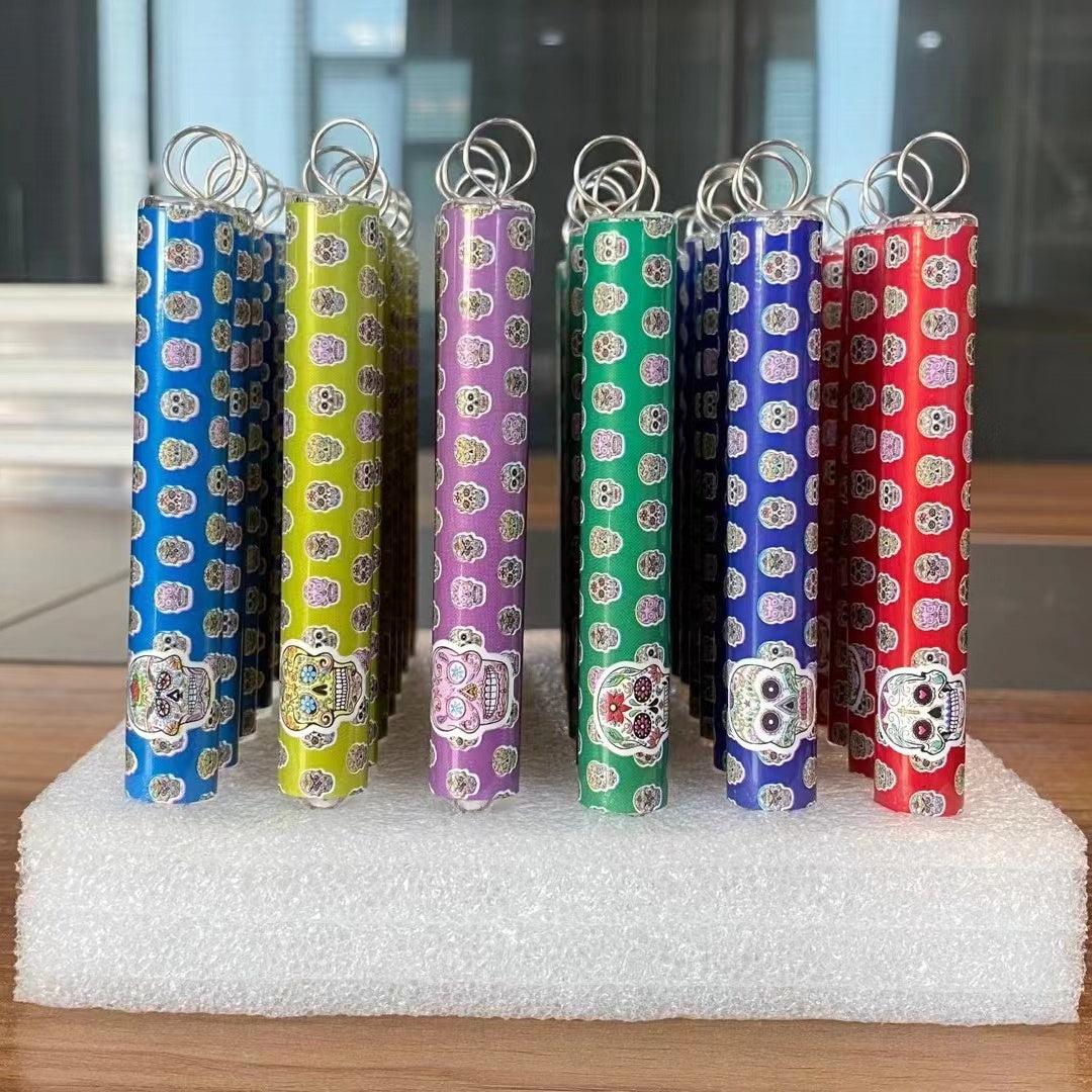 Chillum with Brush Skull Sticker