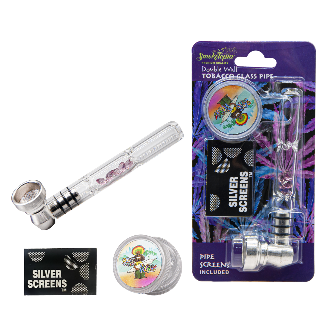 3 in 1 Smoking Pipe Plastic Grinder with Screen Pipe Set
