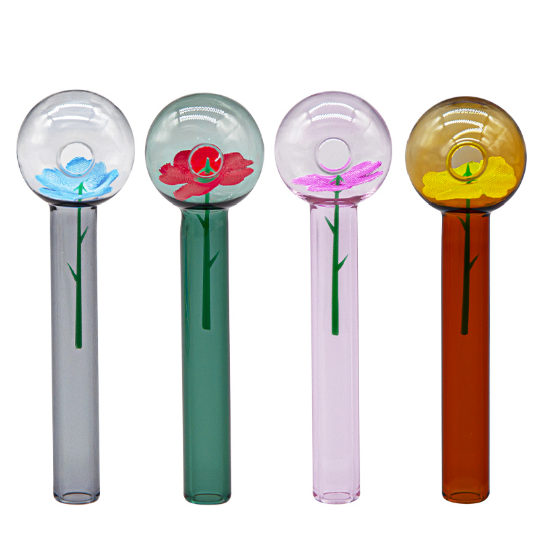 Glass Ball 4inch Colorful Oil Burner 36ct/Box with Rose