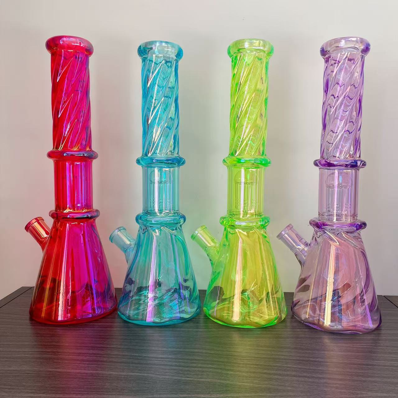 38cm Height 15inch Glass Water Bong Gas Station Head Shop Smoking Accessories Glass Bong