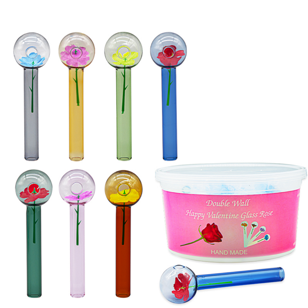 Glass Ball 4inch Colorful Oil Burner 36ct/Box with Rose