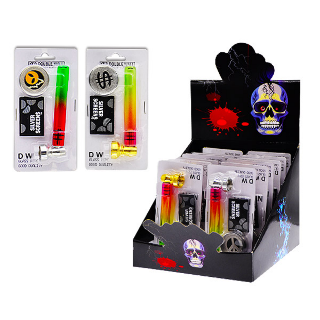 3 in 1 Glass Smoking Pipe Metal Grinder with Screen