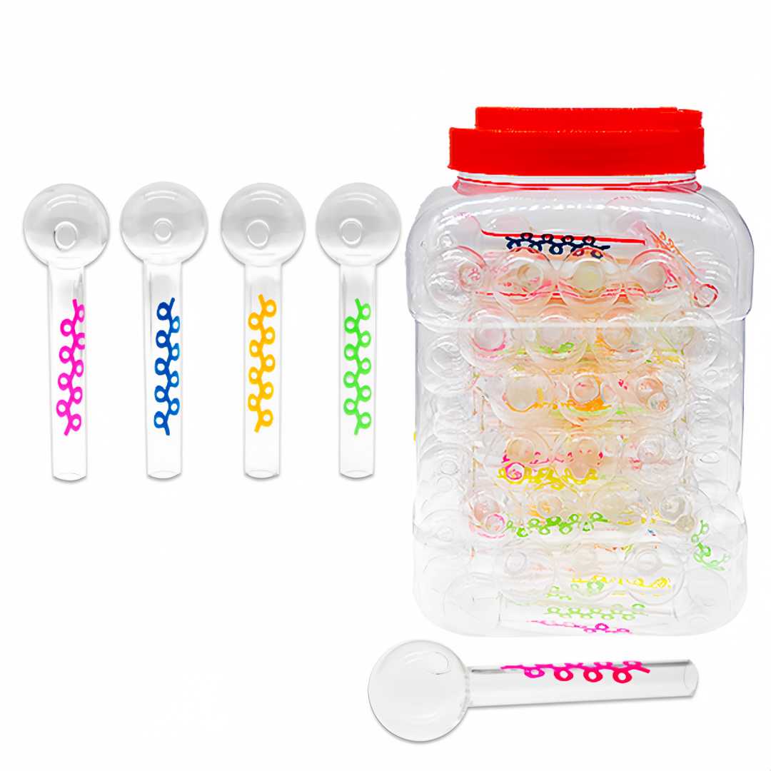 4inch Clear Oil Burner with Sticker 90CT Glass Ball