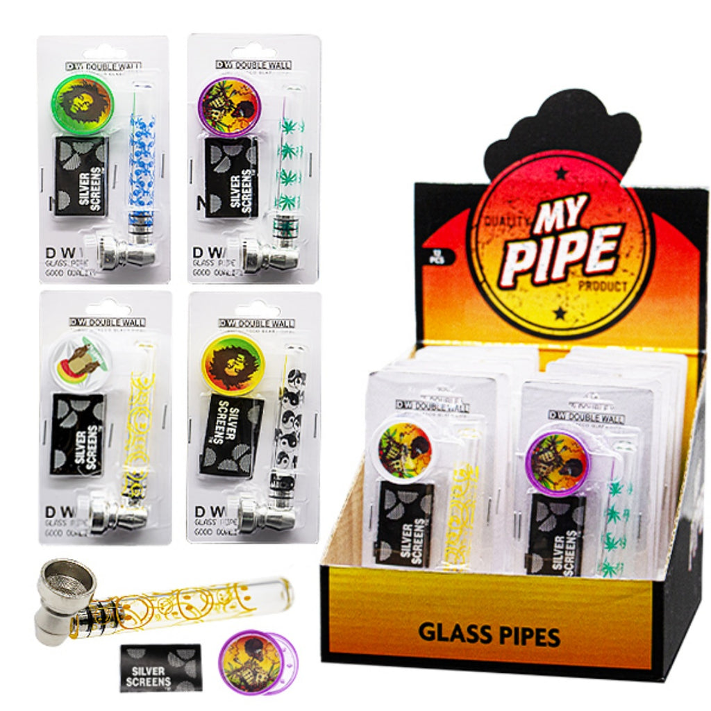 3 in 1 Smoking Pipe Plastic Grinder Screen Smoke Set