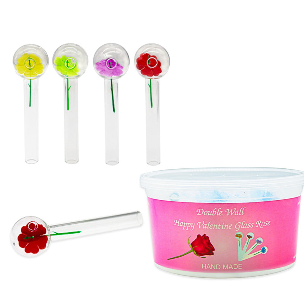 4inch Clear Oil Burner Glass Ball with Rose