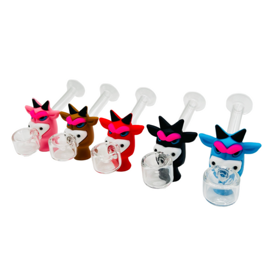 Silicone Bull Head with Glass Pipe